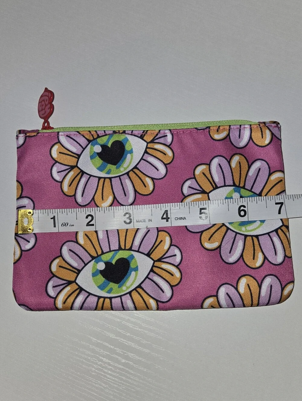 IPSY Pink Eye-Flower Zipper Pouch - Cosmetics Bag